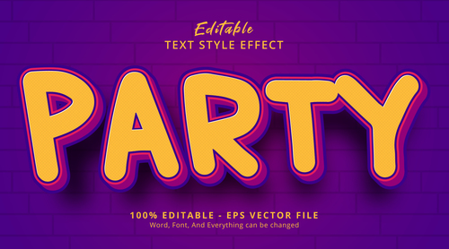 Party editable eps text effect vector