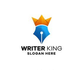 Pen king gradient logo template design vector
