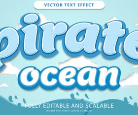 Pirate ocean editable text style vector