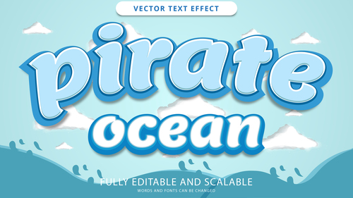 Pirate ocean editable text style vector