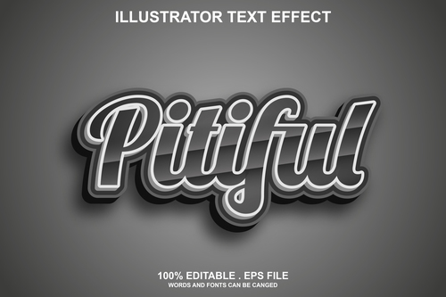 Pitiful illustrator text effect vector