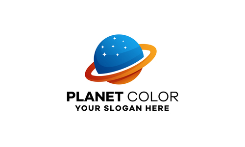 Planet gradient logo template design vector