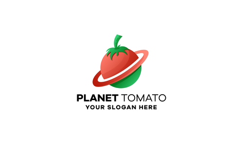 Planet tomato gradient logo design vector