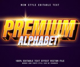 Premium aphabet shiny editable text effect style vector