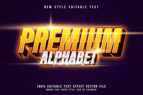 Premium aphabet shiny editable text effect style vector