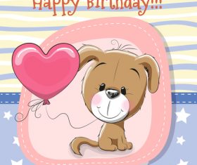 Puppy cartoon illustration birthday card vector