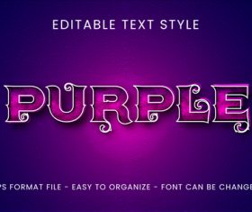 Purple editable text style vector