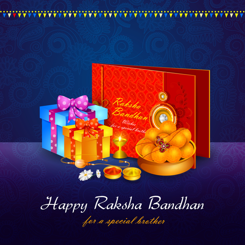 Raksha bandhan gift background vector