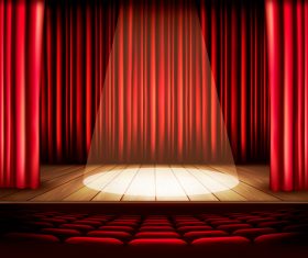 Red curtain with lighting fittings vector