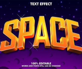 SPACE relief editable text effect vector