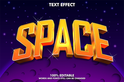 SPACE relief editable text effect vector