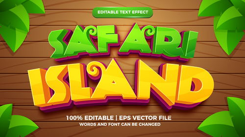Safari island cartoon style 3d template vector
