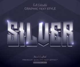 Silver editable text style vector