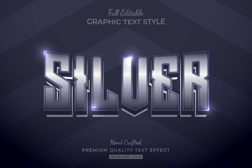 Silver editable text style vector