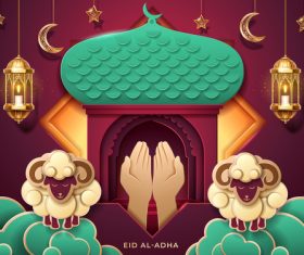 Sincere prayer eid al adha background vector