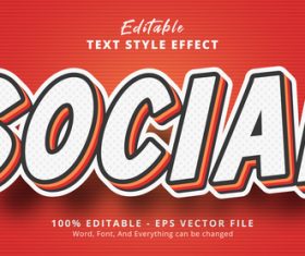 Social editable eps text effect vector