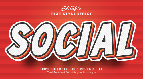 Social editable eps text effect vector
