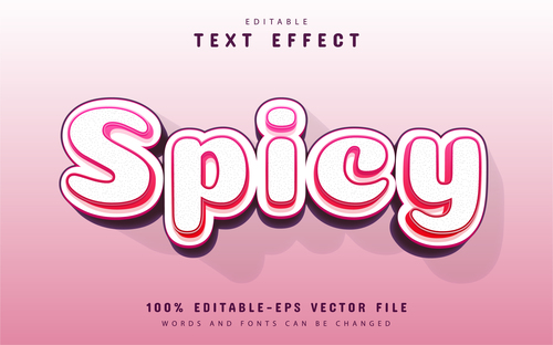 Spicy text cartoon style text effect vector