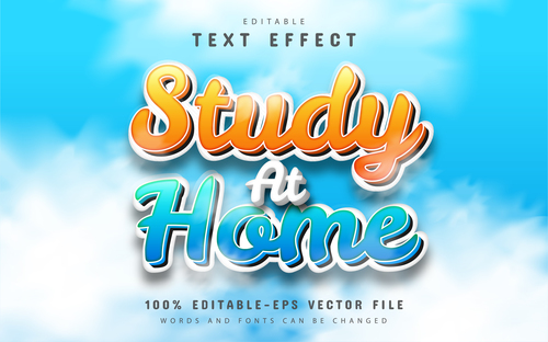 Study at home text effect editable vector