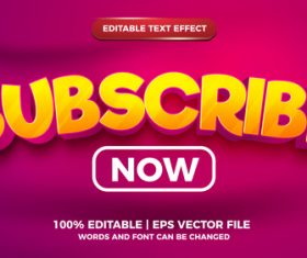 Subscribe now cartoon style 3d template vector