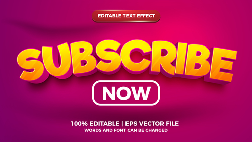 Subscribe now cartoon style 3d template vector