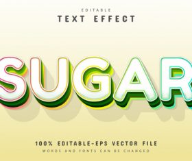 Sugar text editable 3d text effect vector