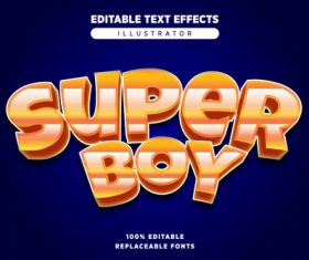Super boy editable text effects vector