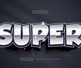 Super chrome text effect 3D vector