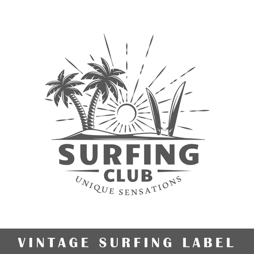 Surfing club card vector
