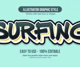 Surfing illustrator graphic style vector