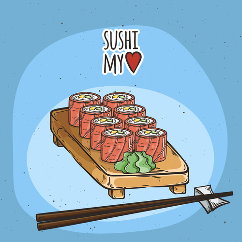 Sushi rice roll vector