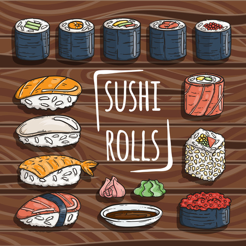 Sushi rolls vector