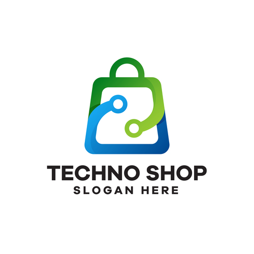 Techno shop gradient logo design vector