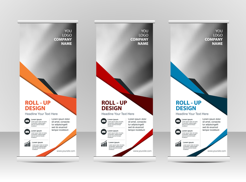 Three color vertical business banners vector
