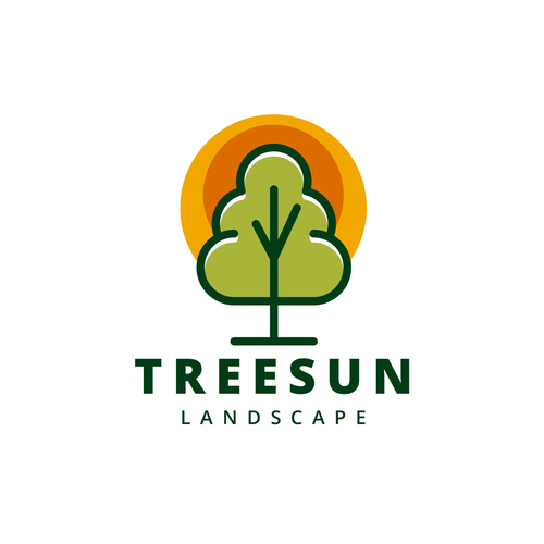 Treesun landscape logo vector
