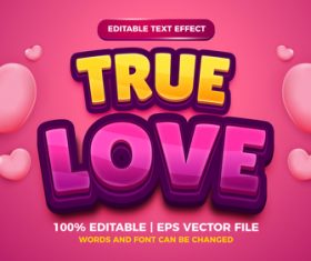 True love cartoon style 3d template vector