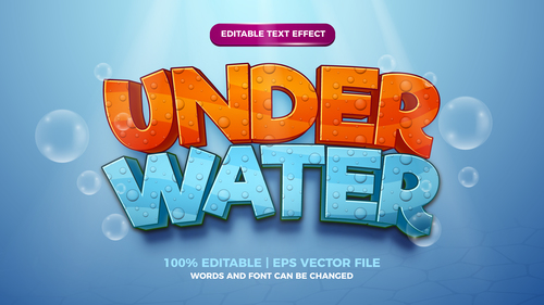 Under water cartoon cute style 3d template vector