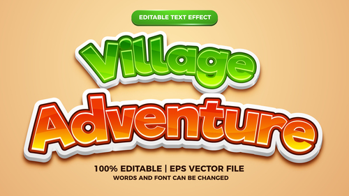 Village adventure cartoon comic style 3d template vector free download