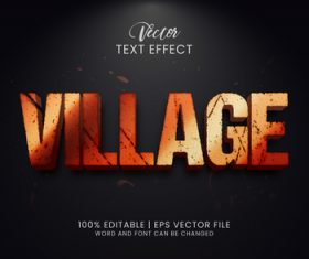 Village text effect 3D vector