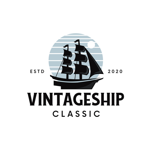Vintage Ship classic logo vector