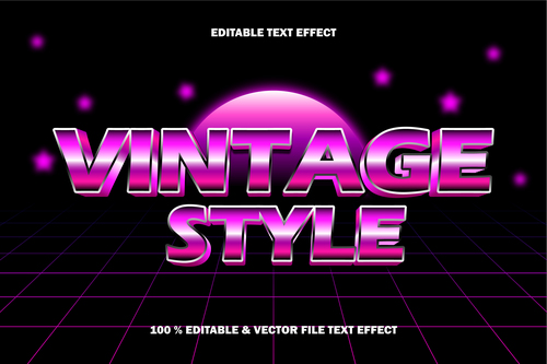 Vintage style editable text effects vector