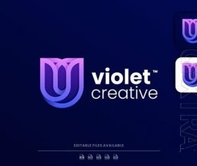 Violet line art gradient logo vector