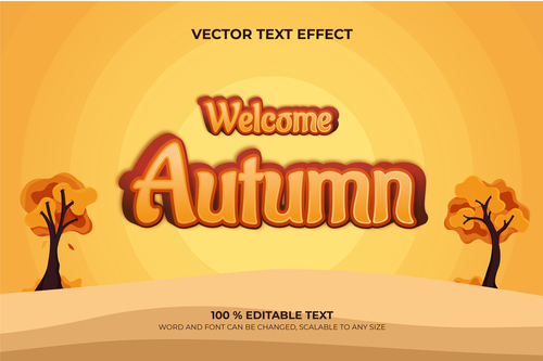 Welcome autumn vector text effect