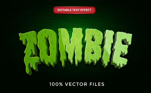 Zombie text effect vector