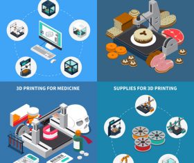 3D design and printing isometric vector