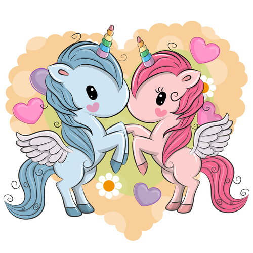 A pair of unicorns cartoon vector
