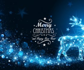 Abstract blue elk new year greeting card vector