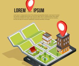 Accurate mobile navigation Isometric design vector