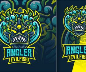 Angler evil fish esport logo vector