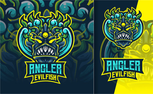 Angler evil fish esport logo vector